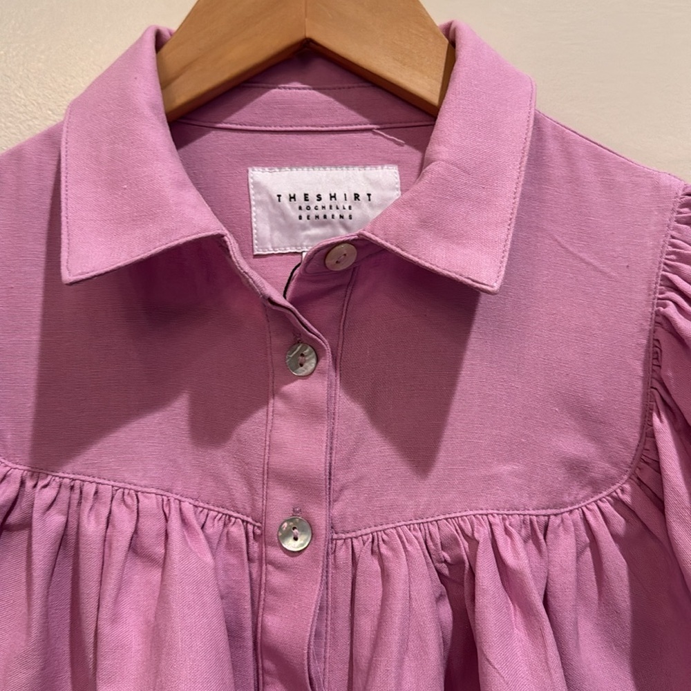 The Shirt By Rochelle Behrens The Ayla Purple Shirt Dress Small Ruffle Mini - Picture 6 of 15